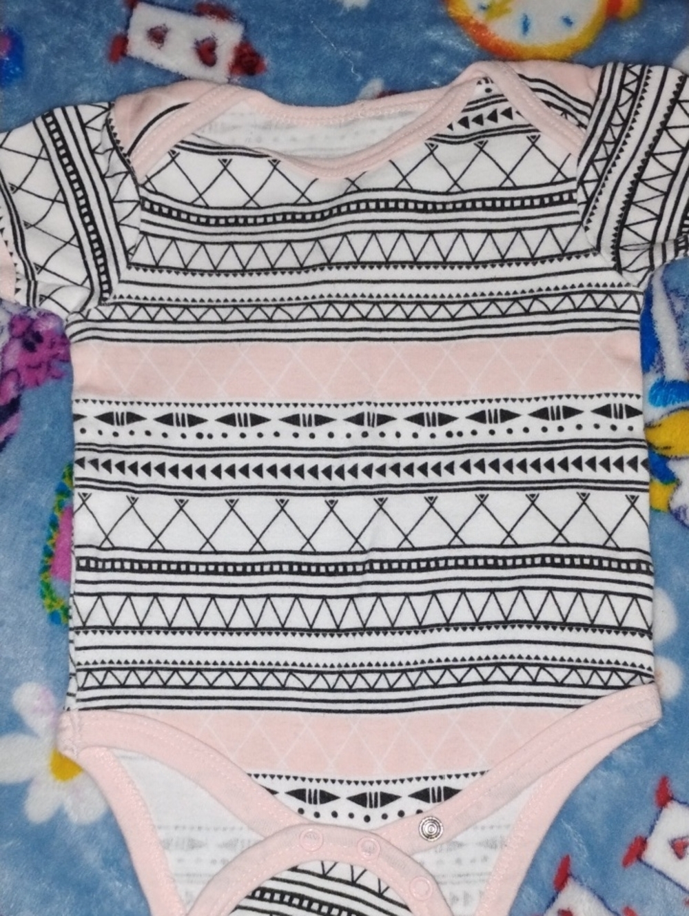 chick pea Pink and Black Geometric Baby One-Piece Bodysuit